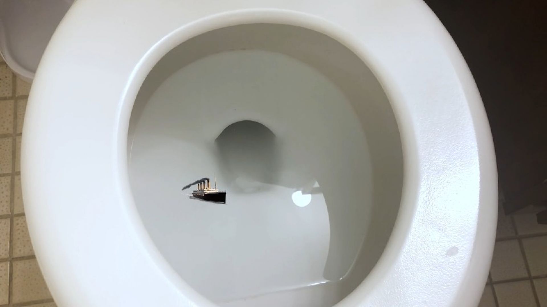 tiny ship in giantess toilet