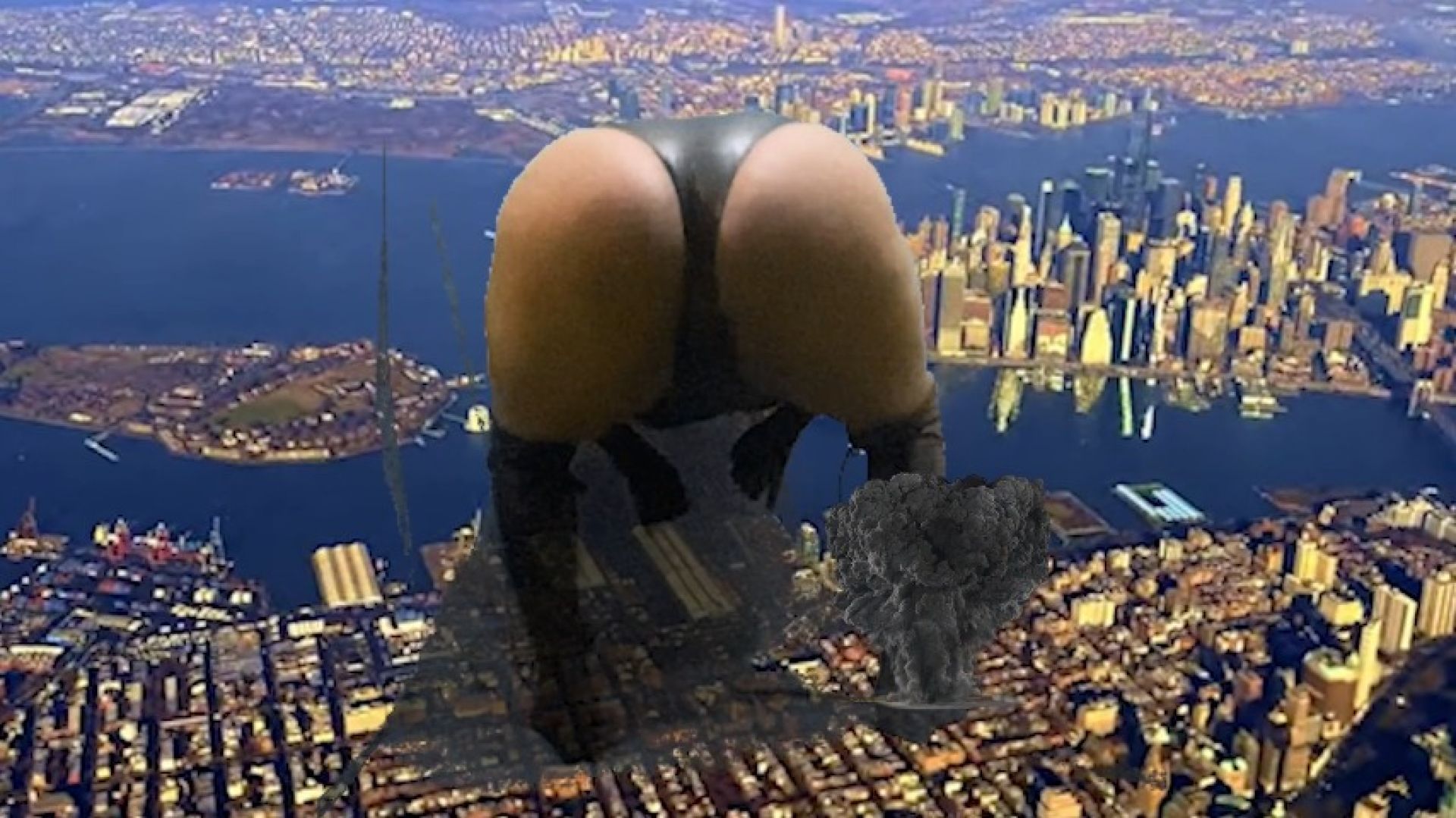 Giantess Vader has fun with tiny city