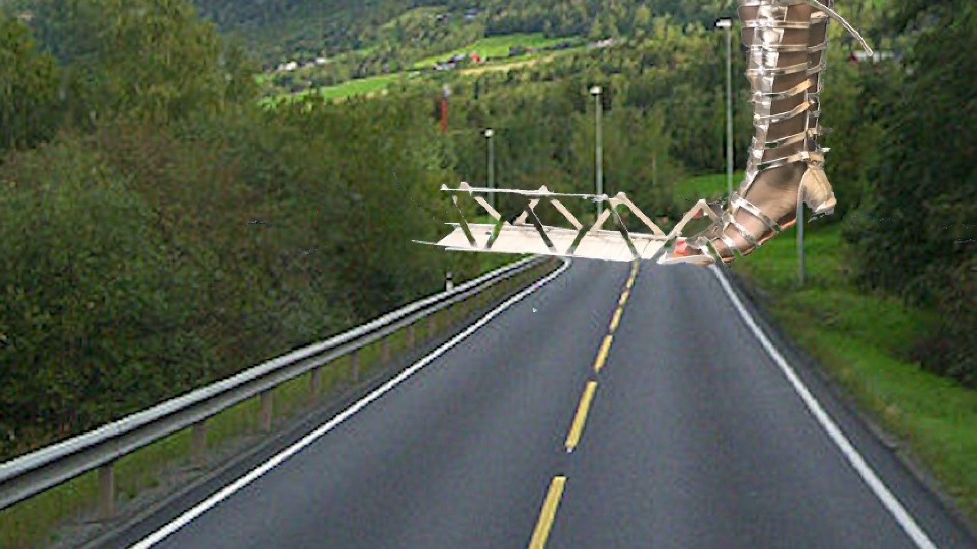 giantess destroys bridge