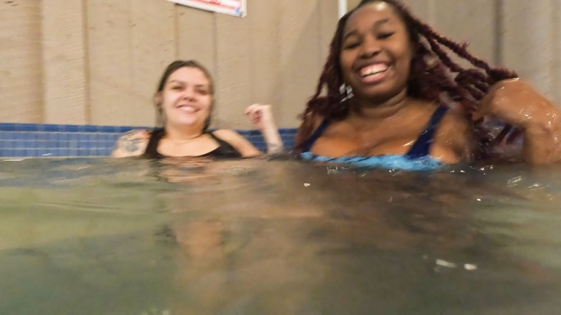 Teenie in hot tub with giantesses pov