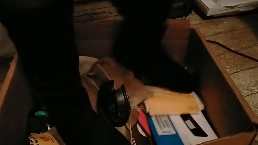 trash trampling in box