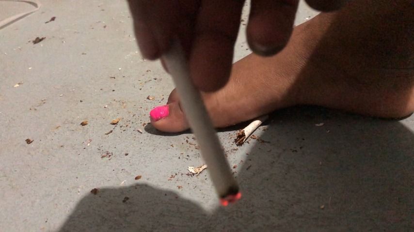 Cigarette barefoot stomping