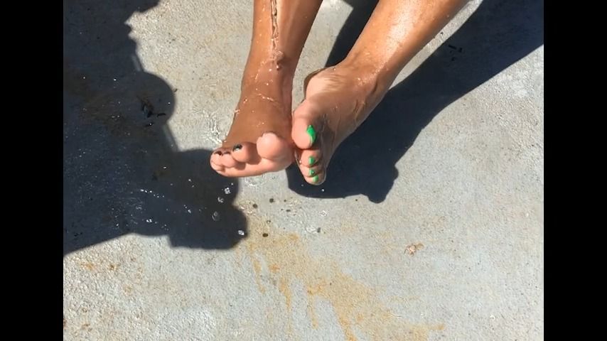 Slowly pouring water on soles