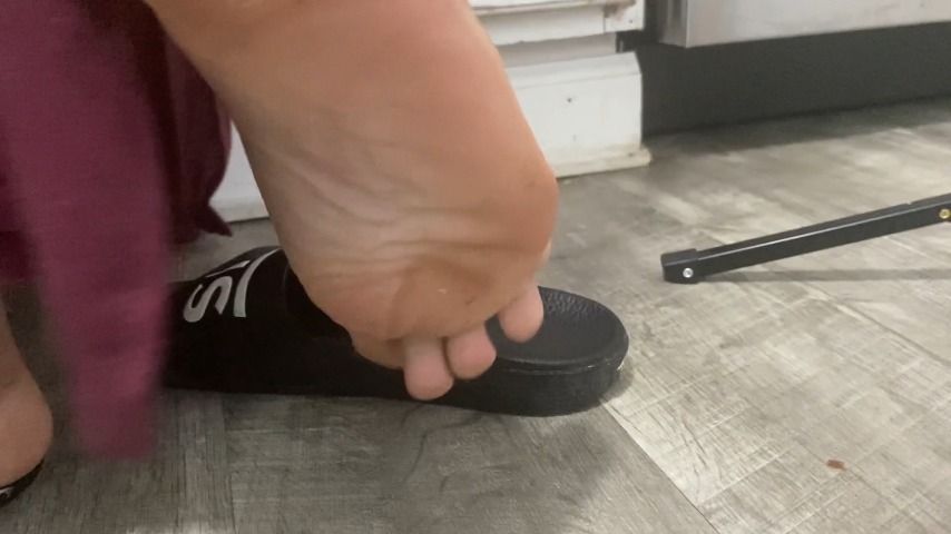 foot teasing at sink