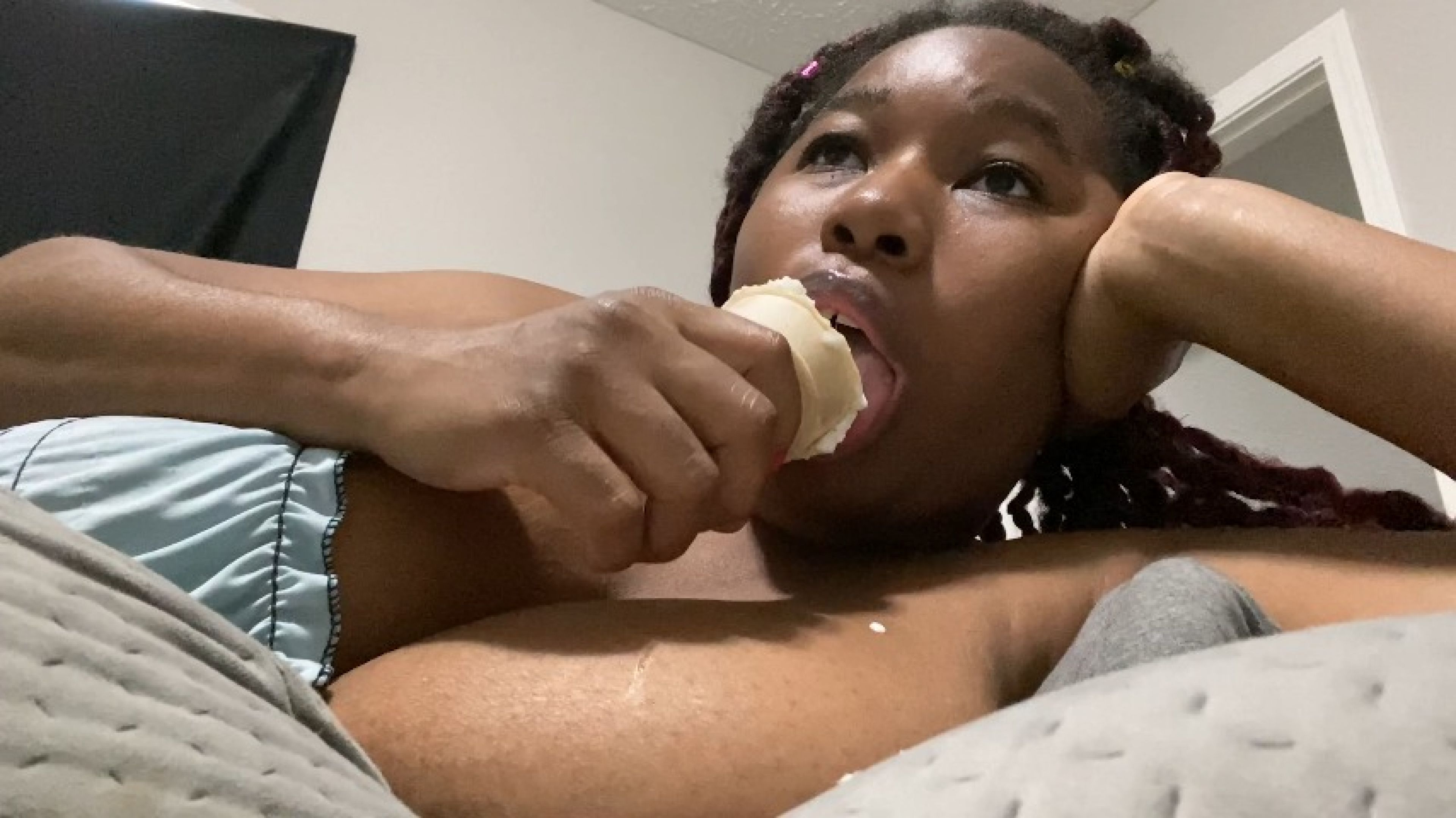 teenie watching giantess eat icecream cone pov