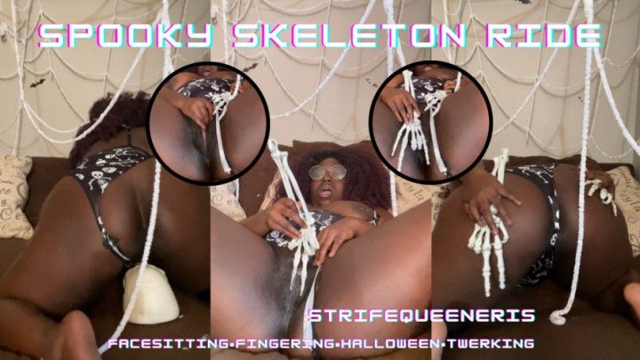 ebony bbw spooky skeleton play