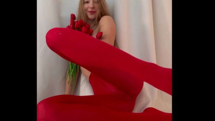 giantess in red tights