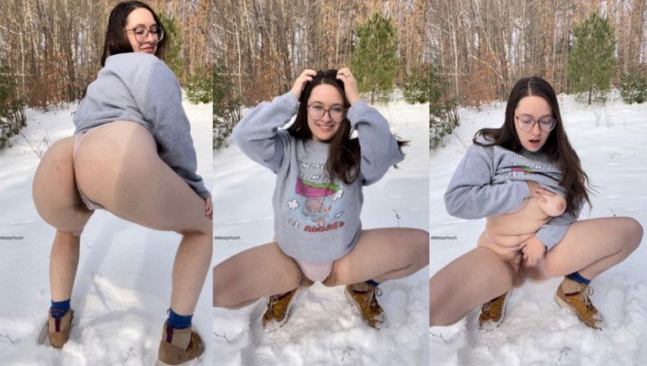 Hairy Jiggly Brunette Makes Yellow Snow