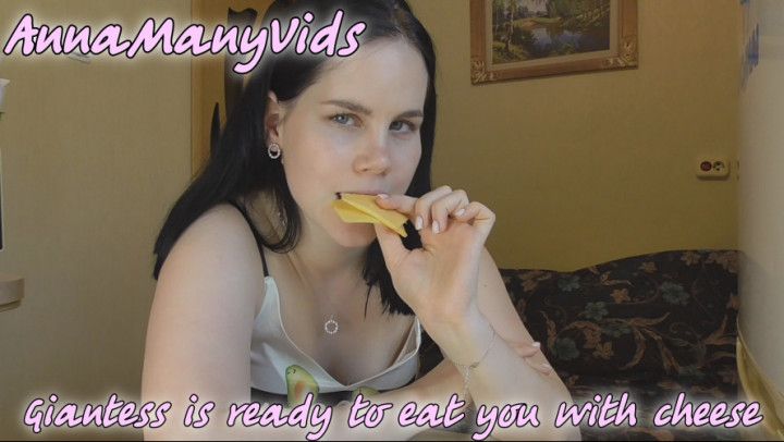 Giantess is ready to eat you with cheese