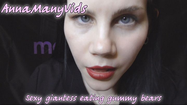 Sexy giantess eating gummy bears