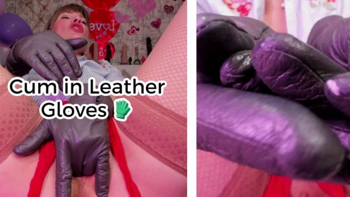 Cum in Leather Gloves