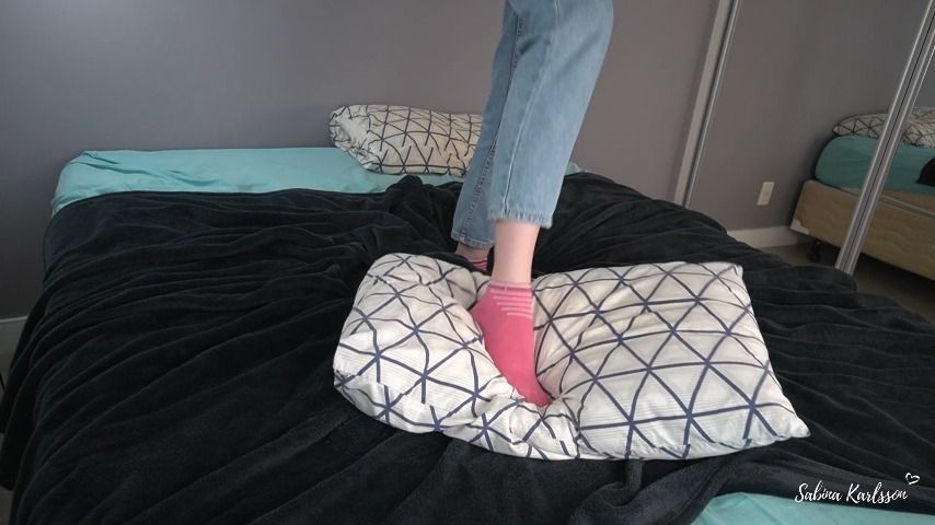 Trampling Pillows In Pink Socks