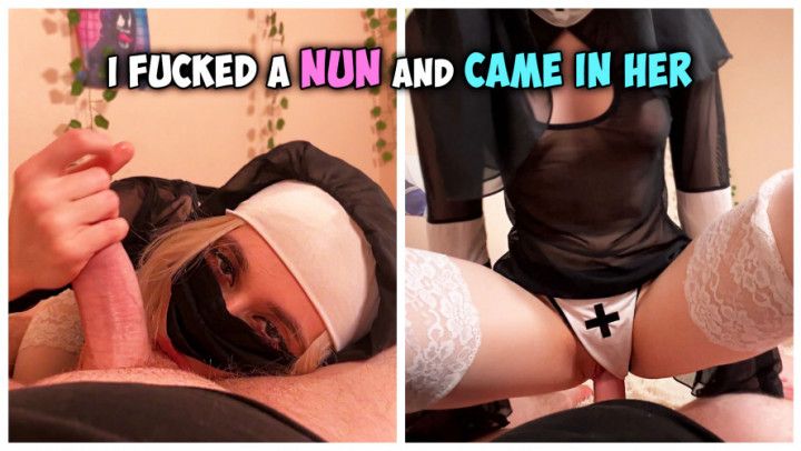 4K Nun POV sex, Blowjob, Breeding