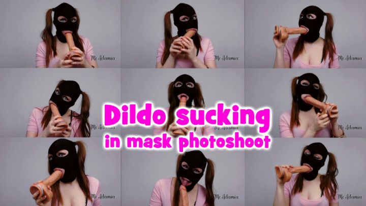 Dildo sucking in mask photoshoot