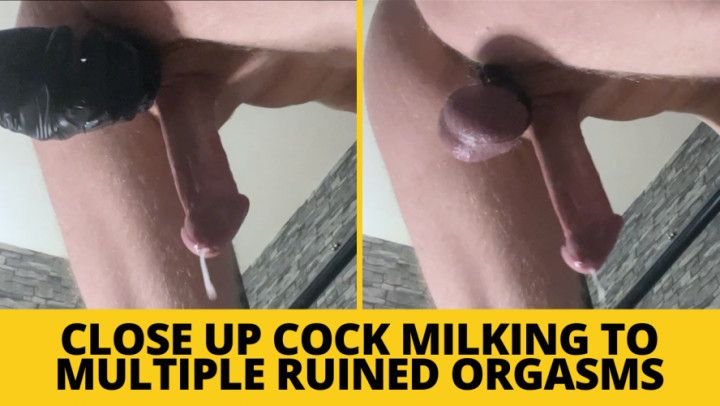 Close up restrained cock milking to multiple ruined orgasms