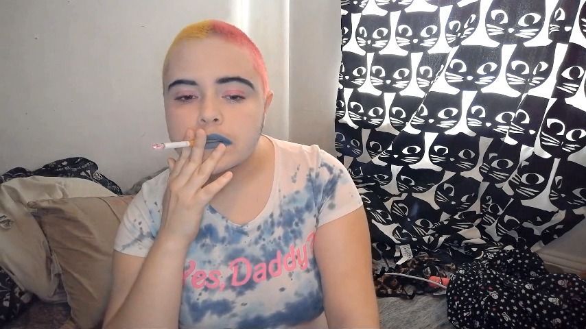 punk teen smoking a cigarette