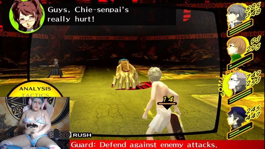 Cumming and dungeon crawling Persona 4