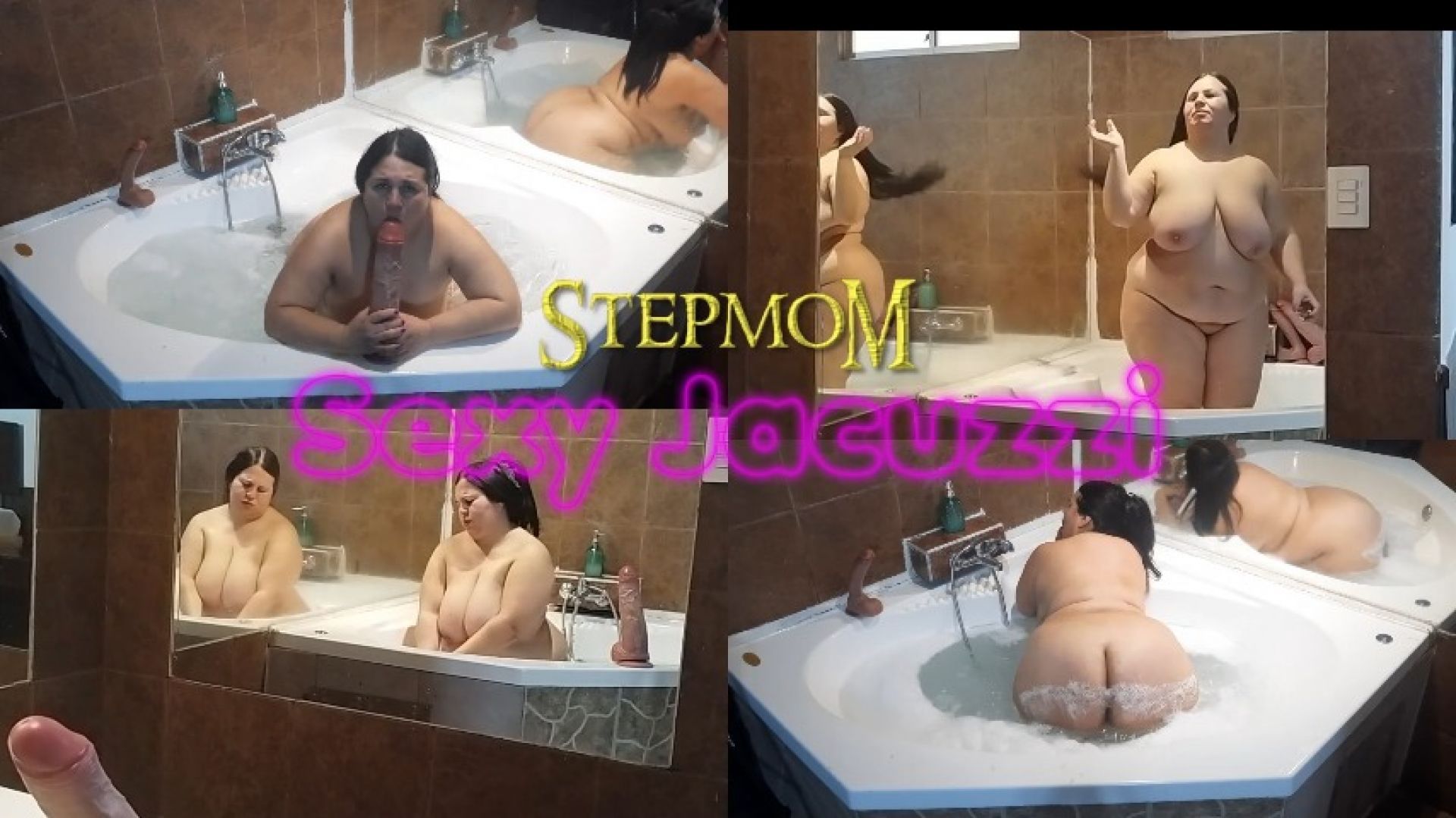 Sexy BBW Curvy Stepmom in Jacuzzi - Two Cams