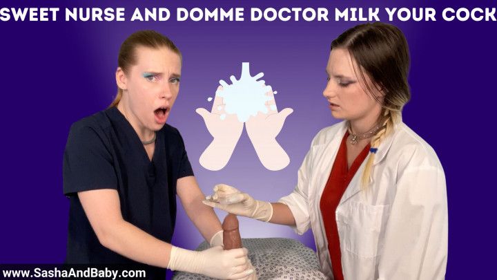 POV Sweet Nurse and Domme Doctor In Gloves Milk Your Cock