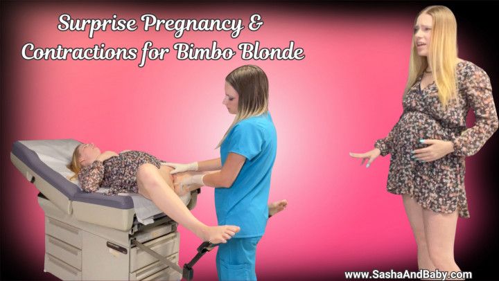 Surprise Pregnancy and Contractions for Bimbo Blonde