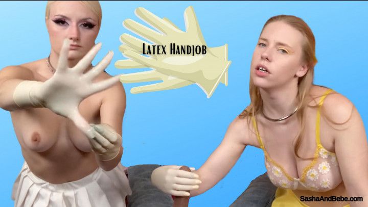 Latex Glove DoubleTeen Handjob Cumshot