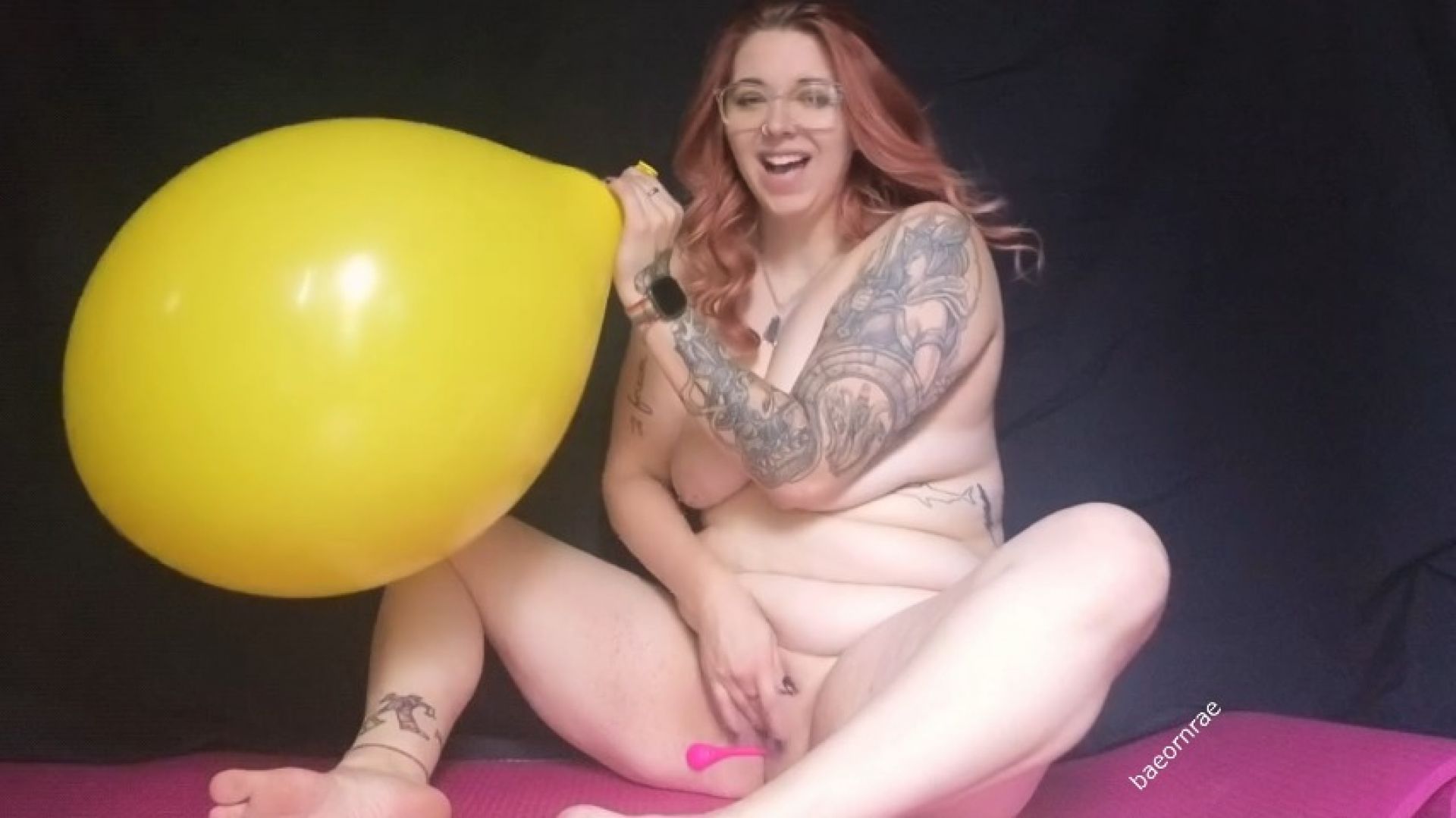 Blowing up a balloon naked, I play for you and tease