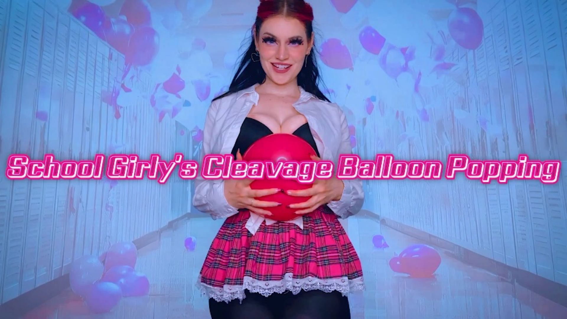 School Girlys Cleavage Balloon Popping