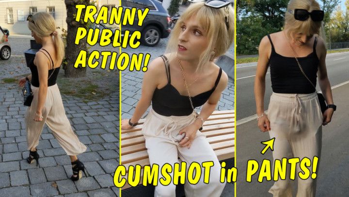 Tranny Public! She cums in her pants &amp; continues walking