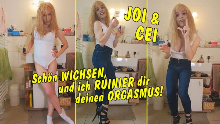 Tranny JOI and CEI for real losers! Ruined Orgasm! GERMAN