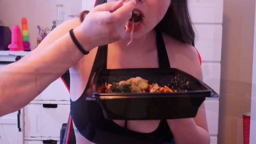 Teen Eating Noodles &amp; Burping