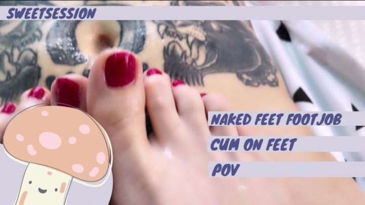 Naked feet footjob