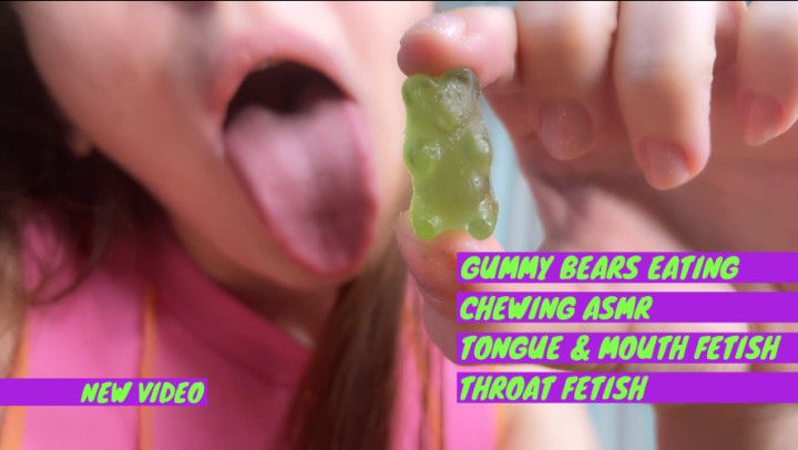 Gummy bears chewing and swallowing ASMR