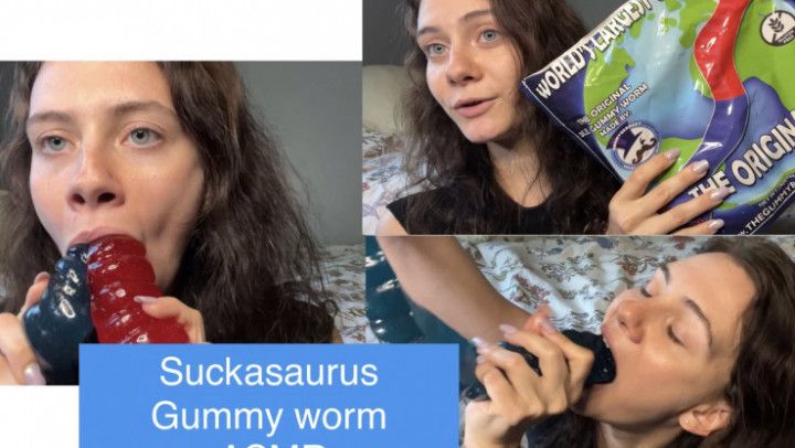 ASMR giant gummy worm sucking