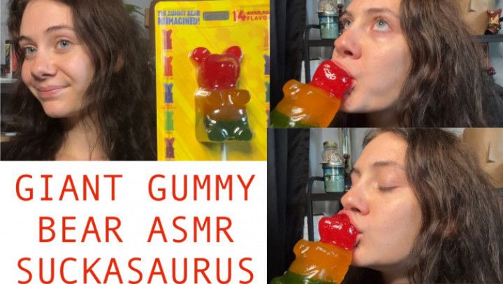 Asmr giant gummy bear sucking