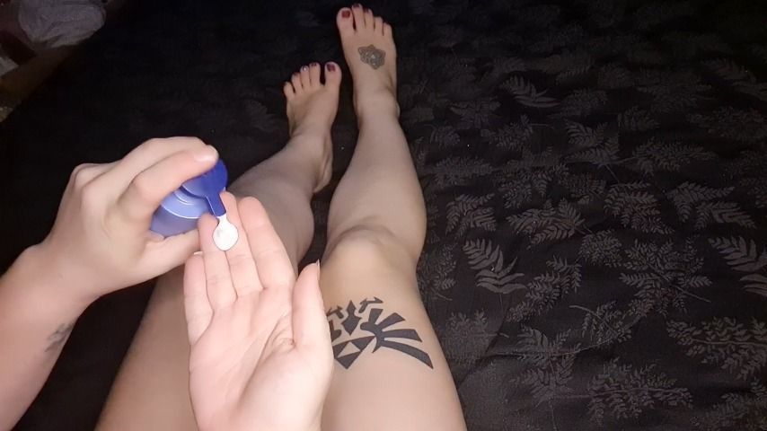 Moisturizing my legs and feet