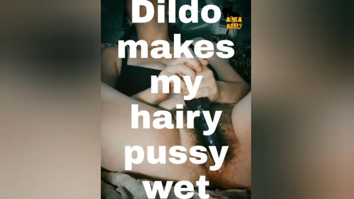 The dildo makes my hairy pussy wet