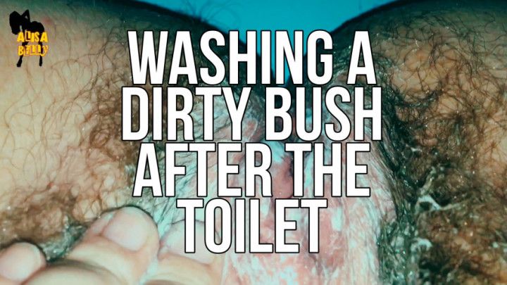 Washing a dirty bush after the toilet