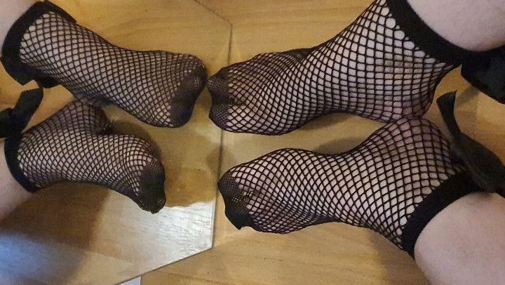 Fishnet socks rubbing on small feet