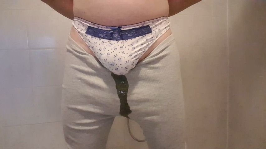 Kinky sissy pees her panties