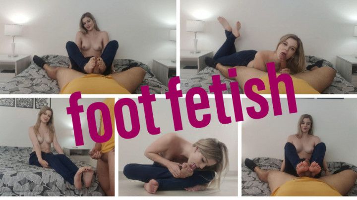 Footjob, blowjob, lick cum from feet