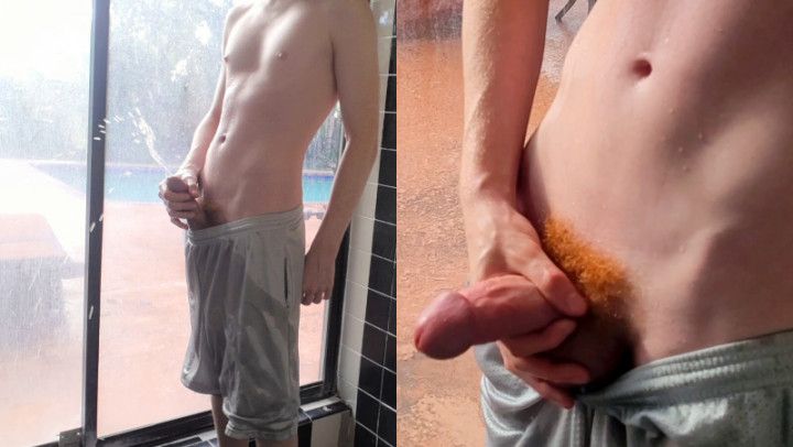 twink teen boner explodes pee and cum all over himself