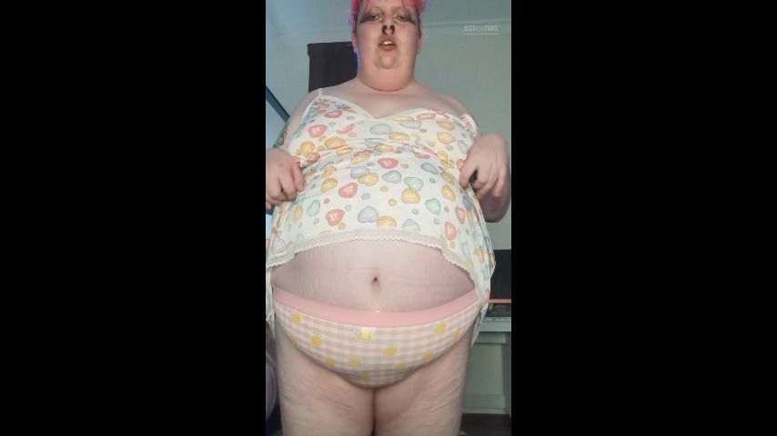 Fatty Strip Teases in a Slip On Dress