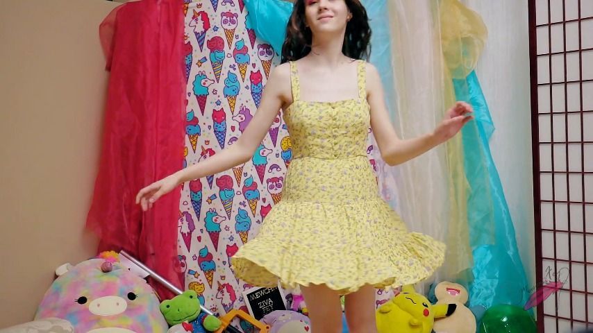 Twirling Jumping Yellow Summer Dress