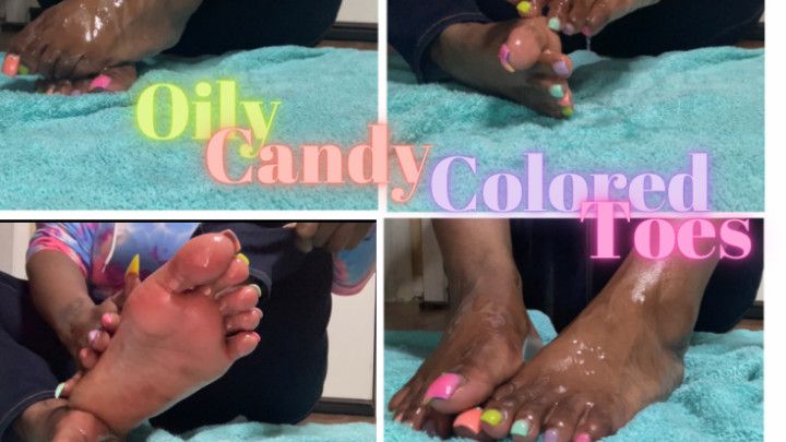 Oily Candy Colored Toes