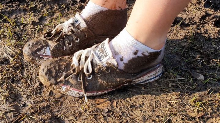 Ruining my White Converse Sneakers in Mud