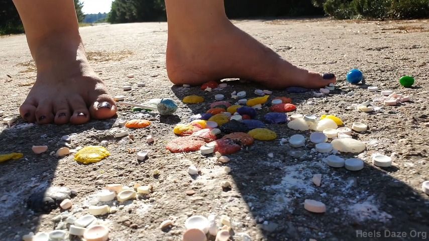 Barefoot Goddess Crushes Candy