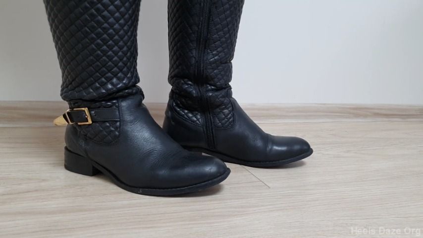 Toe Tapping in Two Pairs Leather Boots