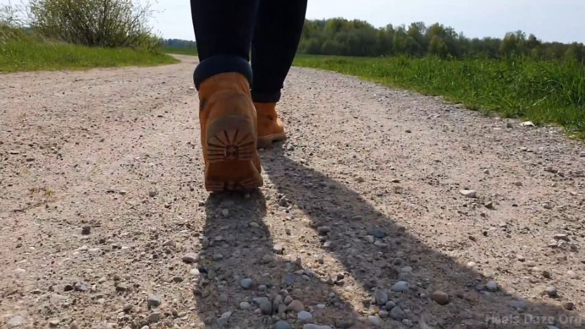 Giantess in Timberland PRO Boots Crush Pebbles &amp; Rocks