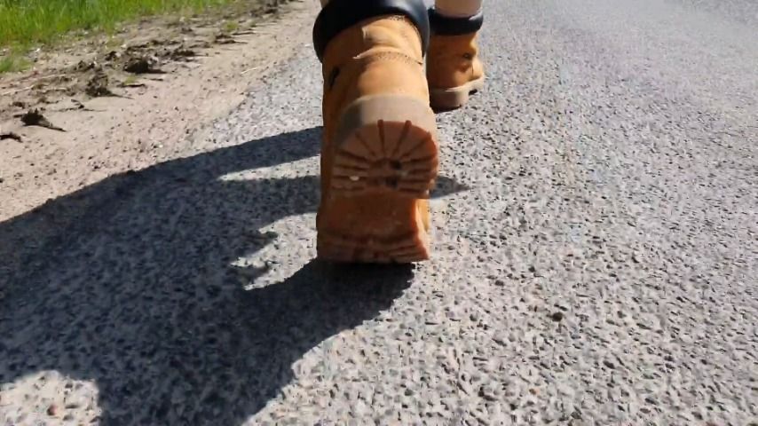 Giantess Walking in Timberland PRO boots on Pavement