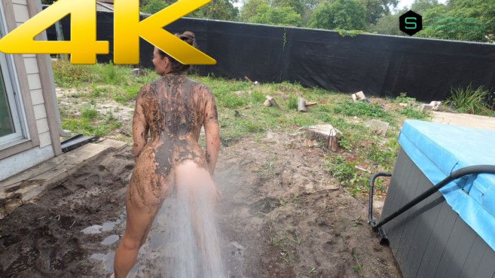 Outdoor shower after mudbath